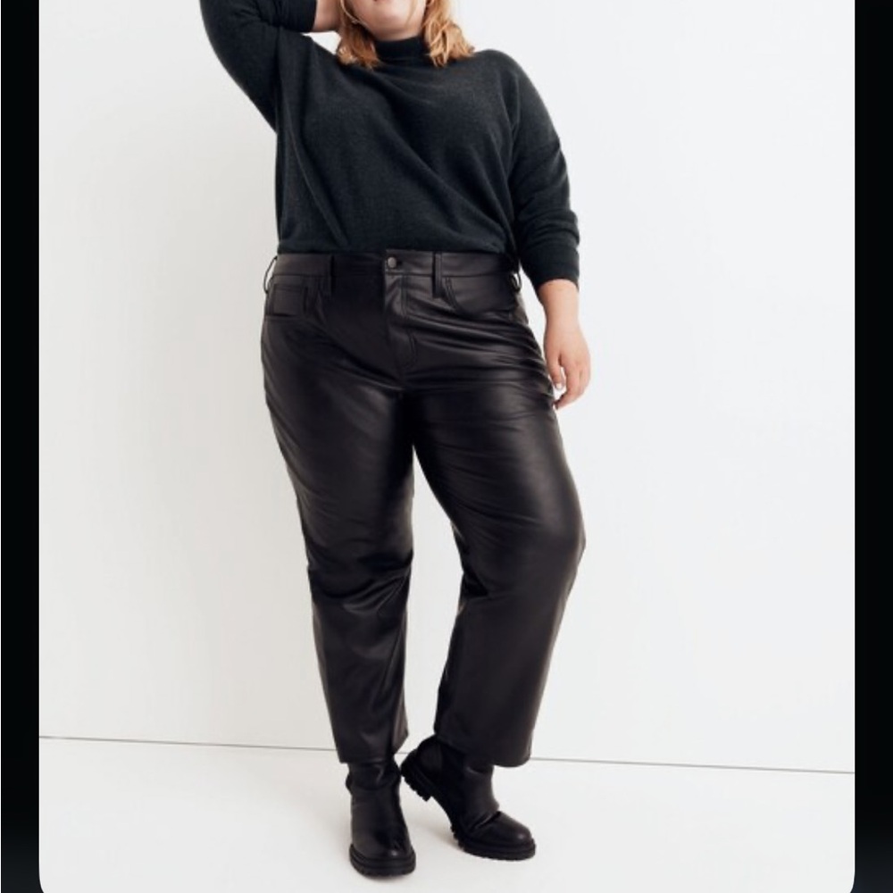 Madewell The Plus Perfect Vintage‎ Straight Jean: Faux Leather Edition